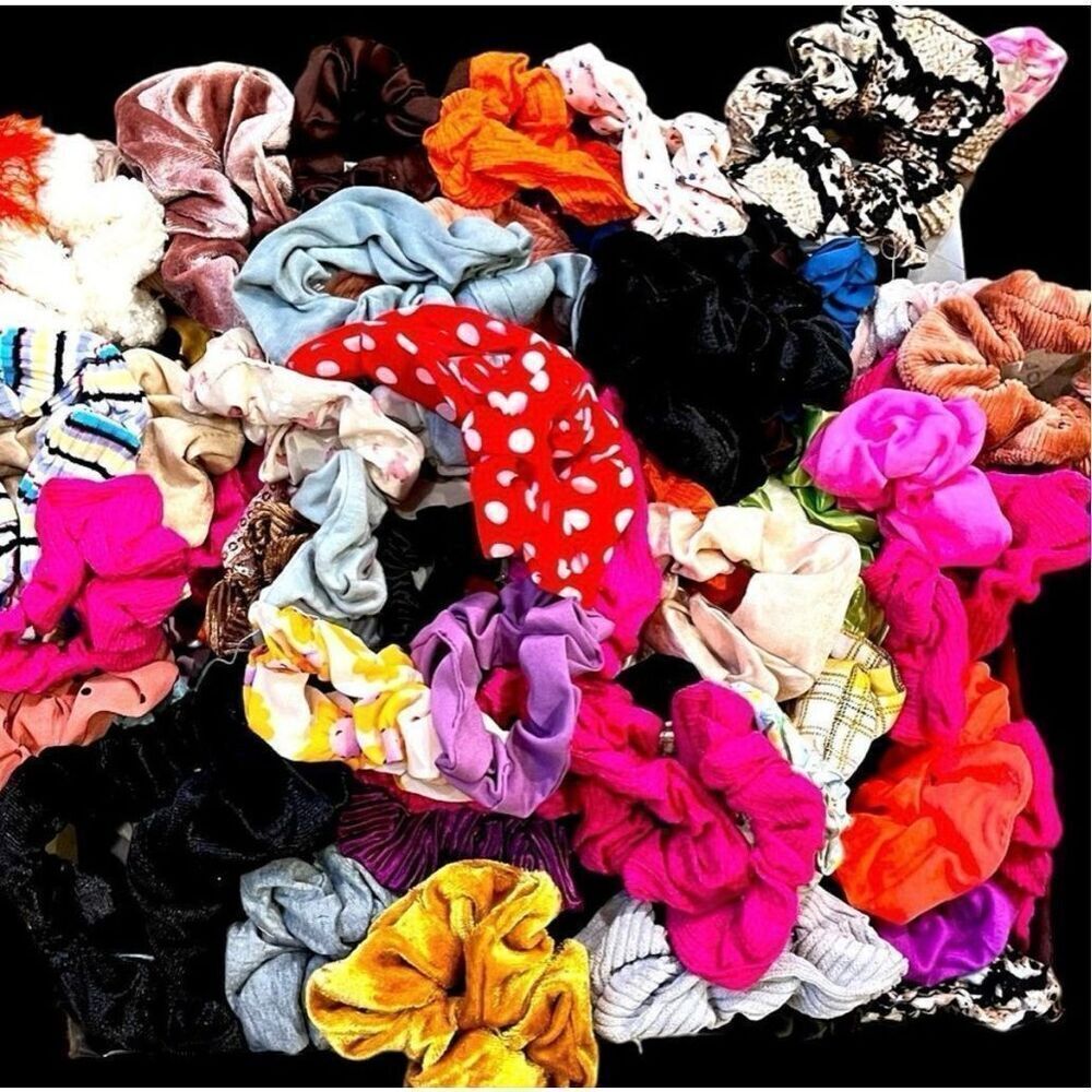 6 Piece Multicolored Assorted Scrunchies Hair Ties Silky NWT NEW